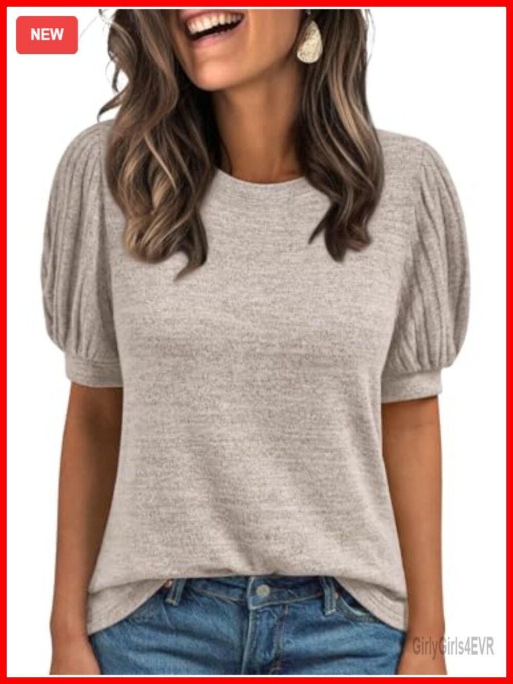 Womens Short Sleeve Crew Neck Tunic Top Casual Pullover Blouse